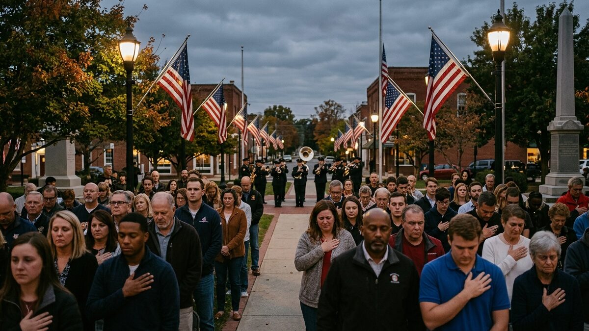Patriotic tributes, flags half-staff