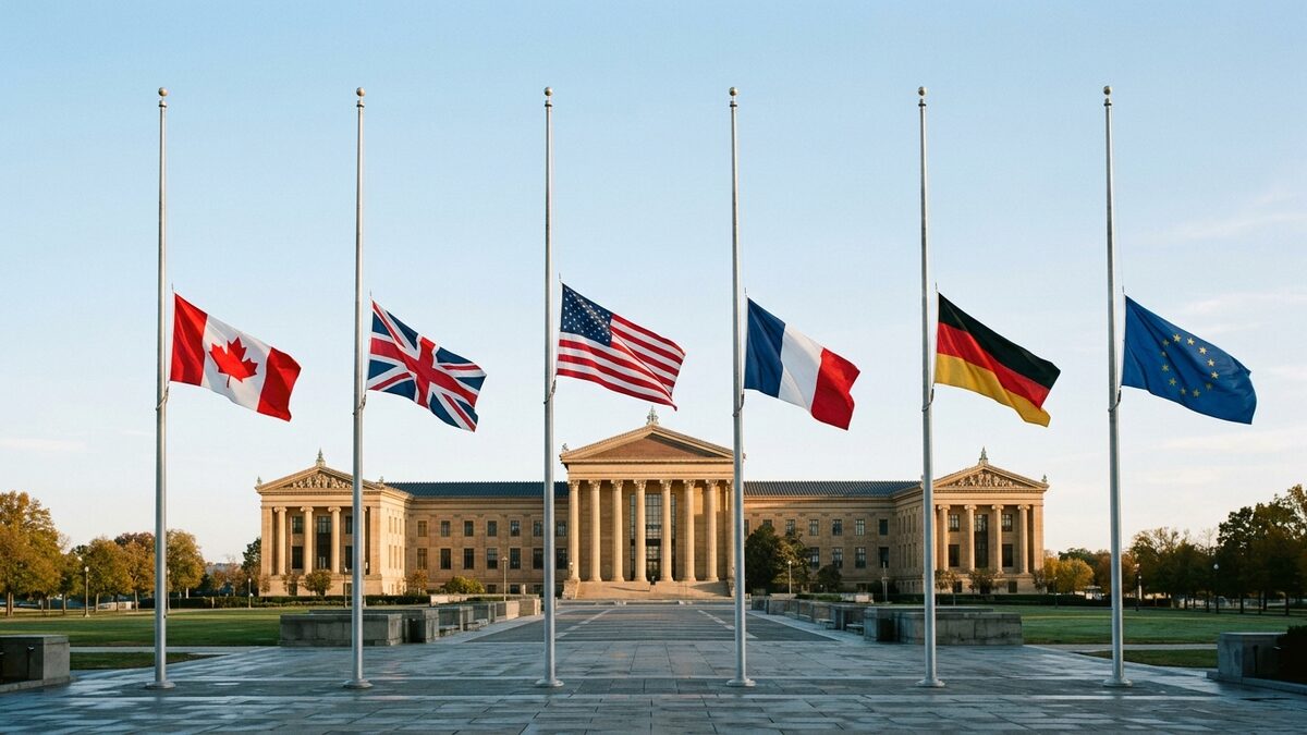 Half-staff flags six states
