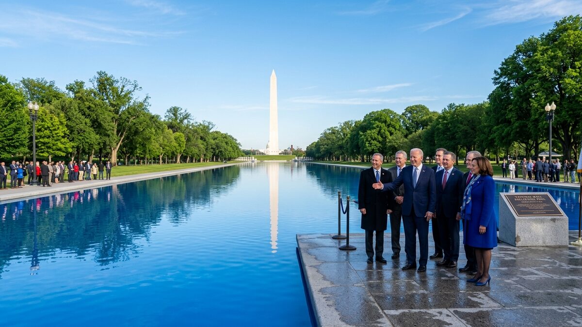 Reflecting pool American flag