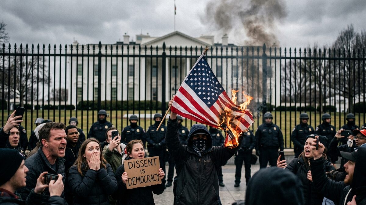 White House flag-burning protest